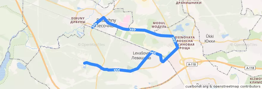 Mapa del recorrido Автобус № 84Ш: ж/д станция Песочная => Новоселки de la línea  en Выборгский район.