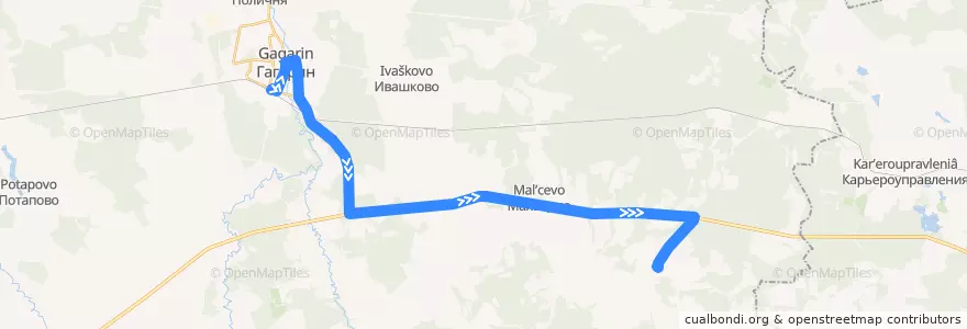 Mapa del recorrido Автобус №116: Гагарин - Величково de la línea  en Никольское сельское поселение.