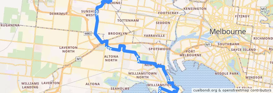 Mapa del recorrido Bus 471: Williamstown => Newport & Altona Gate SC => Sunshine de la línea  en Victoria.