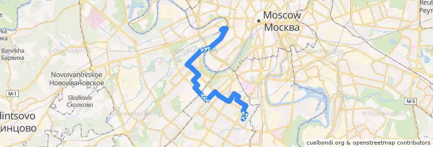 Mapa del recorrido Автобус 119: Нагорный бульвар - Киевский вокзал de la línea  en Москва.