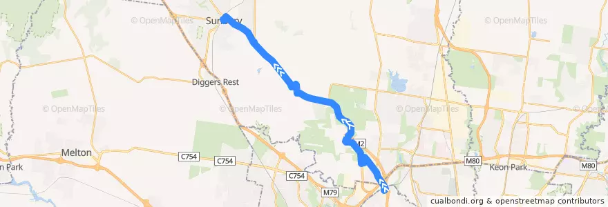 Mapa del recorrido Bus 479: Airport West Shopping Centre => Melbourne Airport => Sunbury Station de la línea  en City of Hume.