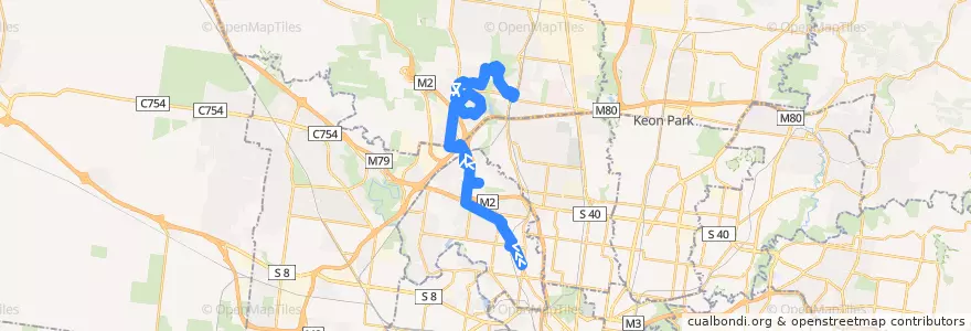 Mapa del recorrido Bus 477: Moonee Ponds => Essendon & Airport West & Gladstone Park => Broadmeadows Station de la línea  en Victoria.