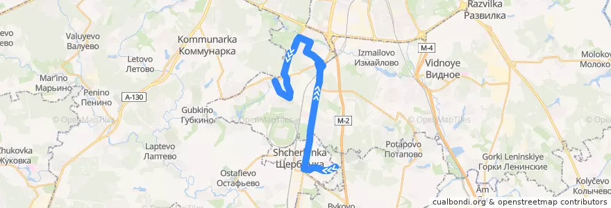 Mapa del recorrido Автобус 753: 4-й микрорайон Щербинки - 2-й микрорайон Южного Бутово de la línea  en Юго-Западный административный округ.