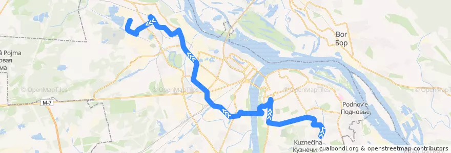 Mapa del recorrido Автобус 51: микрорайон Кузнечиха-2 => ЗКПД-4 de la línea  en ニジニ・ノヴゴロド管区.