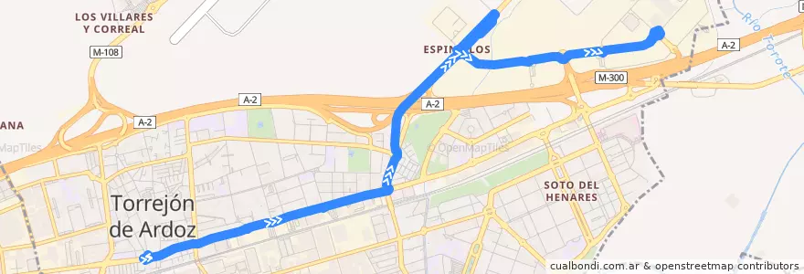 Mapa del recorrido Bus L6: Plaza de España → Base Aérea → Pol. Ind. Casablanca de la línea  en Torrejón de Ardoz.