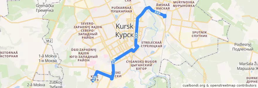 Mapa del recorrido Маршрут автобуса №80: "Площадь Комарова - Железнодорожный вокзал" de la línea  en городской округ Курск.