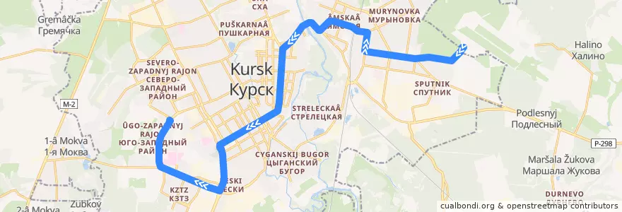 Mapa del recorrido Маршрут автобуса №81: "Аэропорт - Микрорайон "Родники"" de la línea  en Kursk.