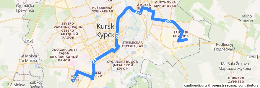 Mapa del recorrido Маршрут автобуса №82: "Площадь Комарова - 2-я Агрегатная улица" de la línea  en городской округ Курск.