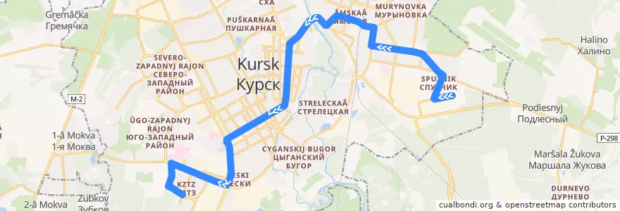 Mapa del recorrido Маршрут автобуса №82: "2-я Агрегатная улица - Площадь Комарова" de la línea  en Kursk.