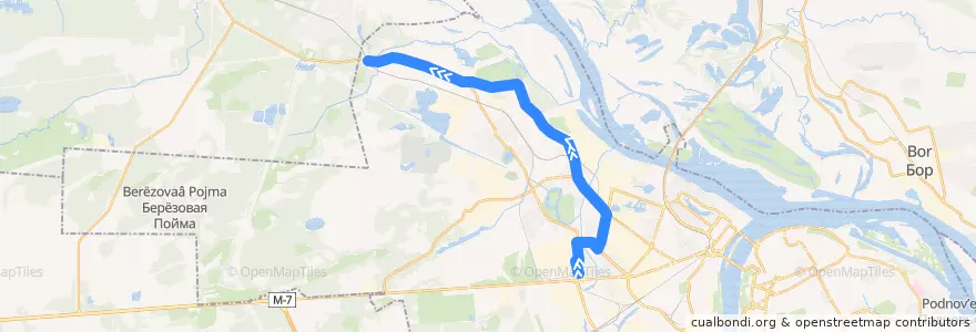 Mapa del recorrido Автобус 10: Московское шоссе => Дубравная улица de la línea  en Nizhny Novgorod.