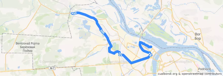 Mapa del recorrido Автобус 57: улица Дубравная => микрорайон «Седьмое небо» de la línea  en городской округ Нижний Новгород.