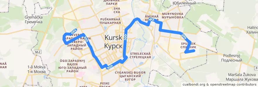 Mapa del recorrido Маршрут автобуса №85: "Орловская улица - 2-я Агрегатная улица" de la línea  en городской округ Курск.