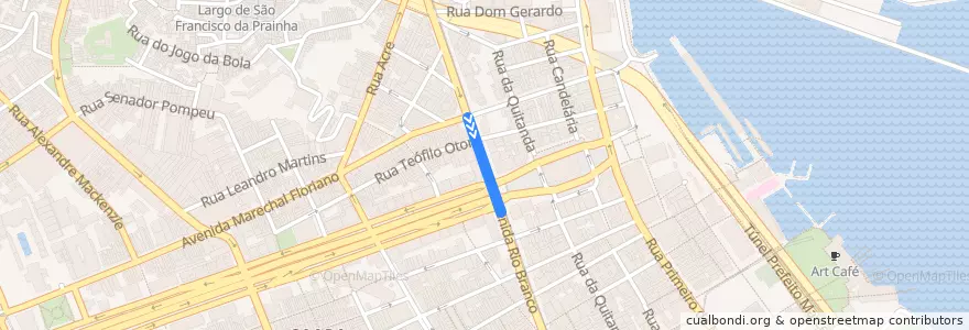 Mapa del recorrido Ônibus 010 - Bairro de Fátima → Central de la línea  en Região Geográfica Imediata do Rio de Janeiro.