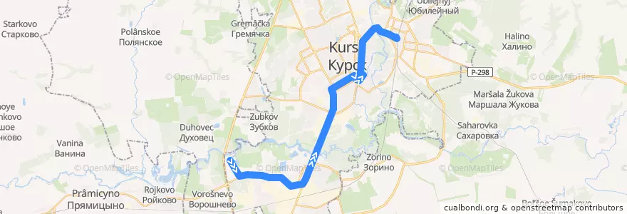 Mapa del recorrido Маршрут автобуса №94: "Улица Крюкова - Железнодорожный вокзал" de la línea  en городской округ Курск.