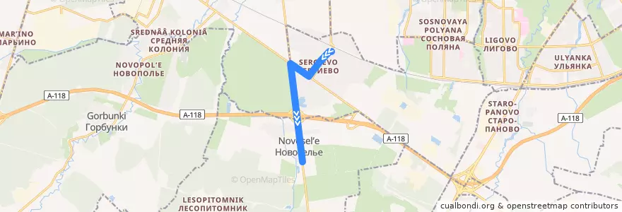 Mapa del recorrido Автобус № 129: платформа "Сергиево" => Новоселье de la línea  en Ленинградская область.
