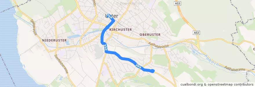 Mapa del recorrido Bus 813: Uster, Bahnhof => Uster, Nossikon de la línea  en Uster.