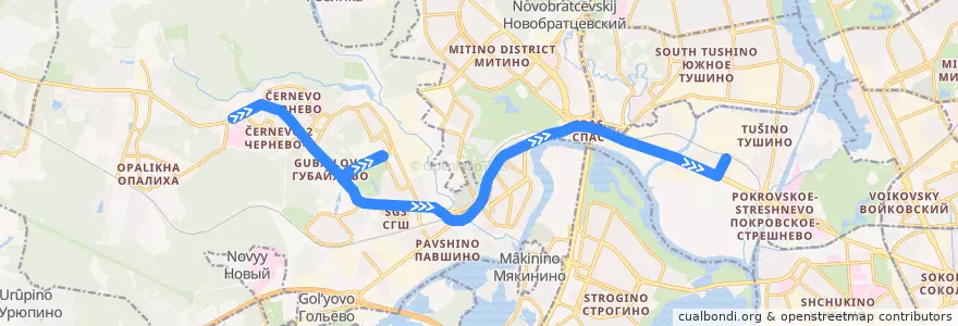 Mapa del recorrido Автобус № 542: Красногорск (27 километр) - Метро "Тушино" de la línea  en Центральный федеральный округ.