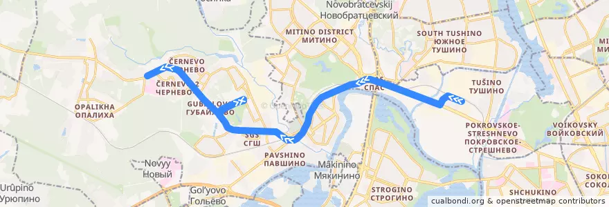 Mapa del recorrido Автобус №542: Метро "Тушино" - Красногорск (27 километр) de la línea  en Центральный федеральный округ.
