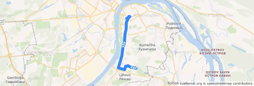 Mapa del recorrido Автобус 30: Черепичный посёлок => улица Горького de la línea  en городской округ Нижний Новгород.