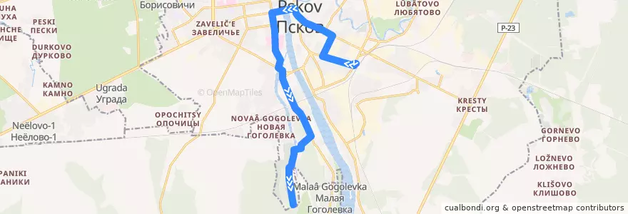 Mapa del recorrido Автобус №8 Вокзал-Орлецы de la línea  en городской округ Псков.