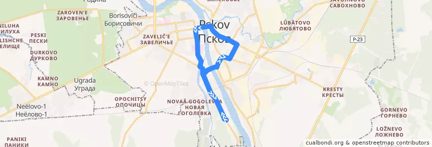 Mapa del recorrido Автобус №8 Корытово-круговой de la línea  en городской округ Псков.