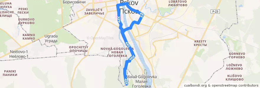 Mapa del recorrido Автобус №8 Орлецы-круговой de la línea  en городской округ Псков.