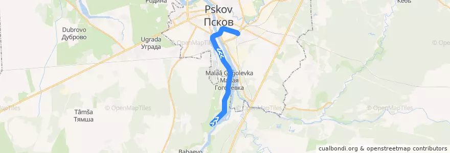 Mapa del recorrido Автобус №8А Пристань-Вокзал de la línea  en Псковский район.