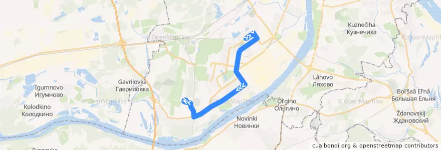 Mapa del recorrido Автобус 11: улица Дружаева => Аэропорт de la línea  en Nizhny Novgorod.