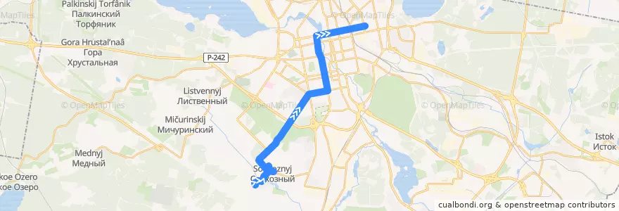 Mapa del recorrido Автобус 50. 17-я мехколонна - УрФУ de la línea  en городской округ Екатеринбург.