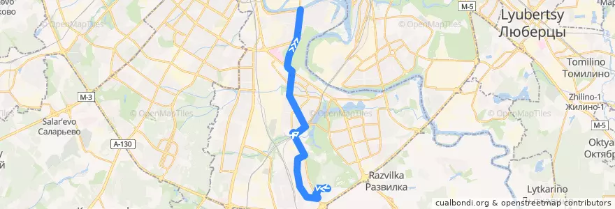 Mapa del recorrido Автобус 701: 6-й микрорайон Загорья => Метро "Коломенская" de la línea  en Южный административный округ.