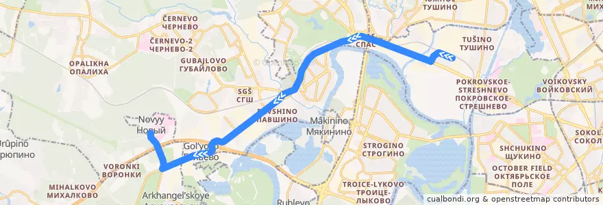 Mapa del recorrido Автобус № 568: Метро "Тушино" - Госпиталь им. Вишневского de la línea  en Центральный федеральный округ.