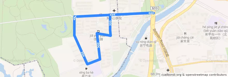 Mapa del recorrido 517 路 de la línea  en Beijing.