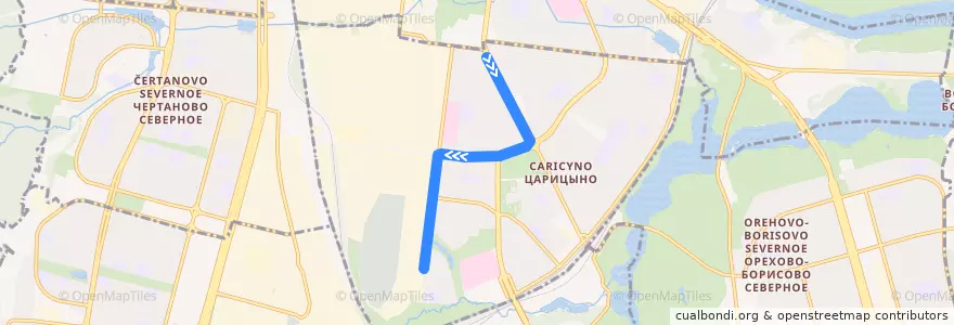 Mapa del recorrido Автобус 217: Метро "Кантемировская" => 14 квартал Ленино-Дачного de la línea  en район Царицыно.