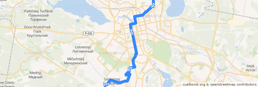 Mapa del recorrido Автобус 018. 17-я мехколонна - Авангард de la línea  en городской округ Екатеринбург.