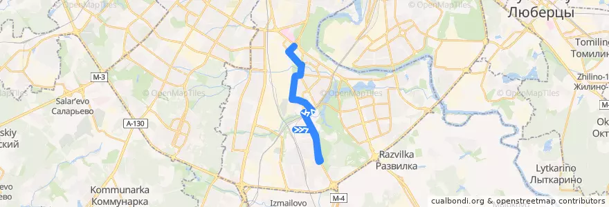 Mapa del recorrido Автобус №269: 6-я Радиальная улица - Станция метро "Каширская" de la línea  en Южный административный округ.