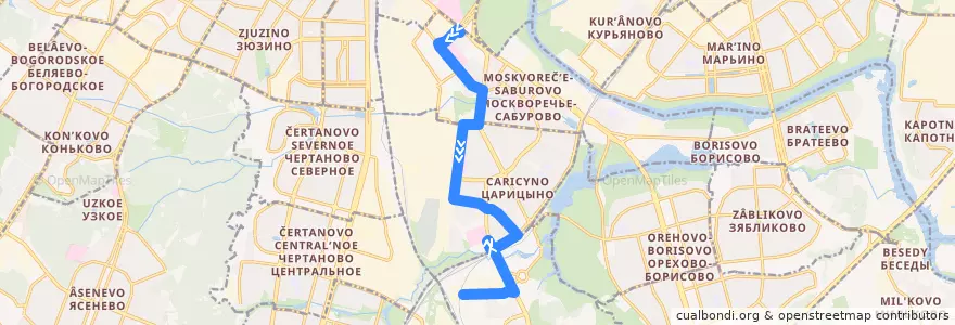 Mapa del recorrido Автобус №269: Станция метро "Каширская" - 6-я Радиальная улица de la línea  en Южный административный округ.
