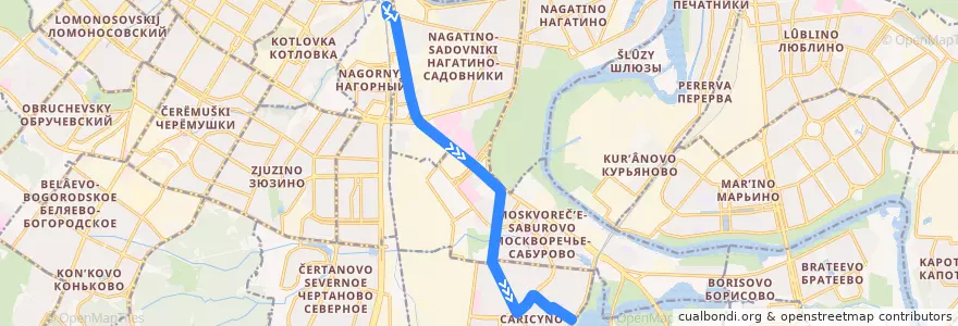 Mapa del recorrido Автобус 164: Метро "Нагатинская" => Ереванская улица de la línea  en Южный административный округ.