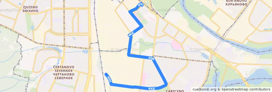 Mapa del recorrido Автобус 150: Станция метро "Каширская" => Платформа Чертаново de la línea  en Südlicher Verwaltungsbezirk.