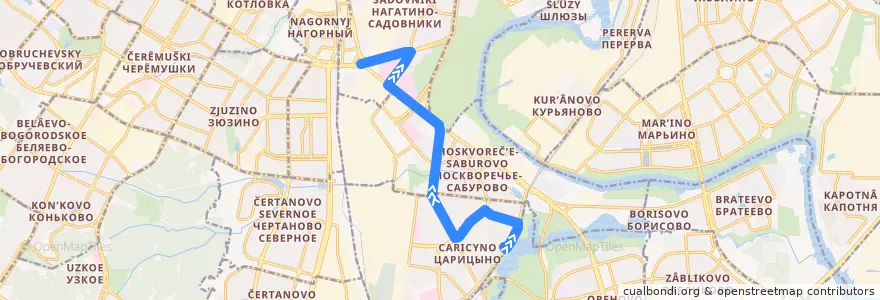 Mapa del recorrido Автобус 220: Ереванская улица => Больница имени Юдина de la línea  en Южный административный округ.