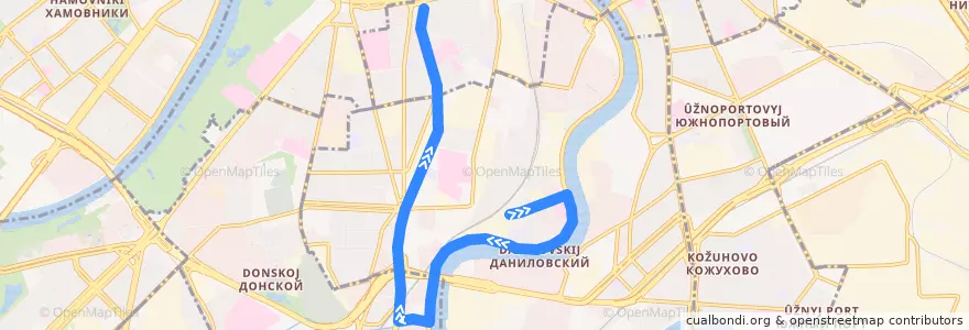 Mapa del recorrido Автобус 700: 3-й Павелецкий проезд => Метро "Добрынинская" de la línea  en Southern Administrative Okrug.