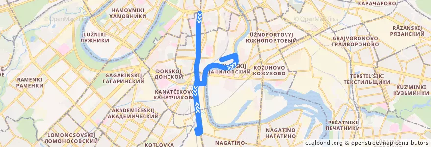 Mapa del recorrido Автобус 700: Метро "Добрынинская" => 3-й Павелецкий проезд de la línea  en Южный административный округ.