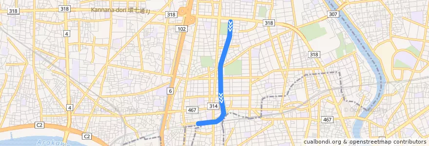 Mapa del recorrido 東京メトロ千代田線 : 北綾瀬→綾瀬 de la línea  en 足立区.