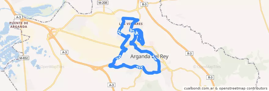 Mapa del recorrido 4 Circular de Arganda de la línea  en Arganda del Rey.