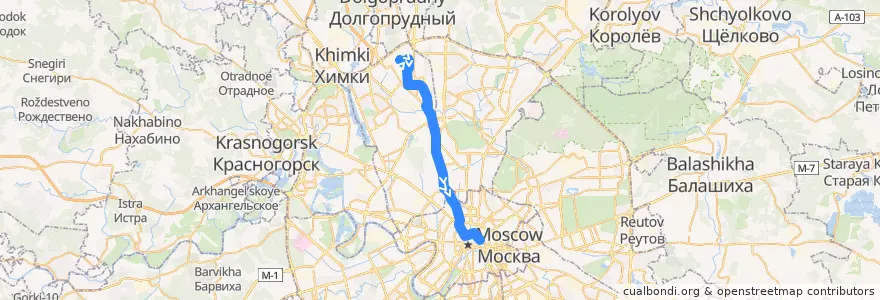 Mapa del recorrido Автобус м10: Лобненская улица => Метро «Китай-город» de la línea  en Moskou.