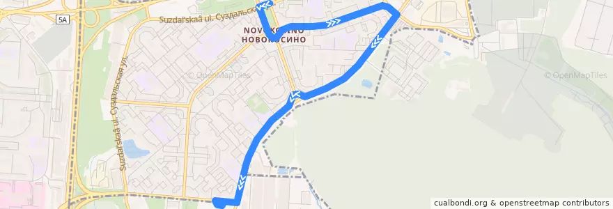 Mapa del recorrido Автобус 811к: Метро "Новокосино" - 3-й микрорайон Новокосина de la línea  en Novokosino District.