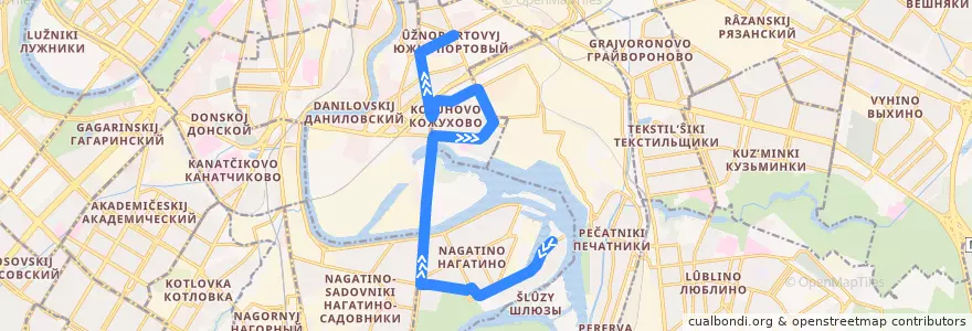 Mapa del recorrido Автобус 670: Нагатинский затон - Станция метро "Дубровка" de la línea  en Москва.