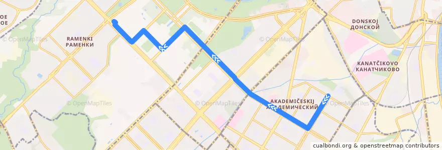 Mapa del recorrido Автобус без номера: ДАС - МГУ de la línea  en Москва.