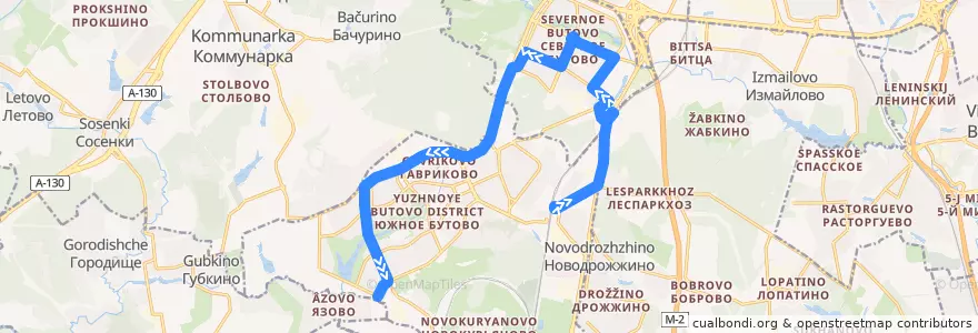Mapa del recorrido Автобус 94: Cтанция Бутово - Остафьевская улица de la línea  en Юго-Западный административный округ.