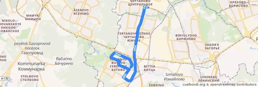 Mapa del recorrido Автобус №668: 17-й автобусный парк - 5-й микрорайон Северного Бутова de la línea  en Moscou.