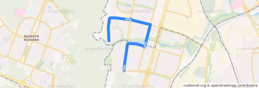 Mapa del recorrido Автобус №831: улица Академика Янгеля - 16-й микрорайон Чертанова de la línea  en Южный административный округ.